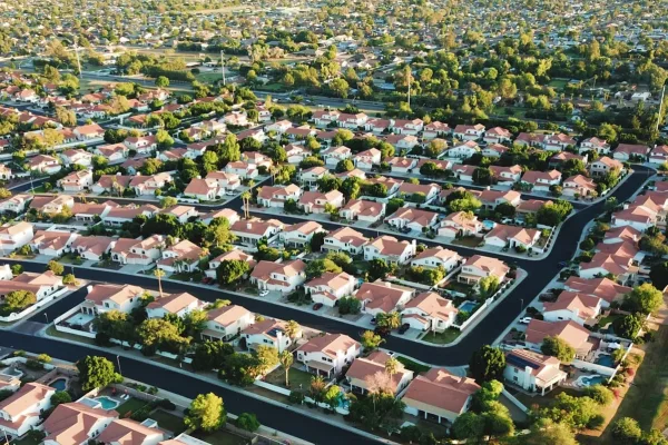 aerial view of house village